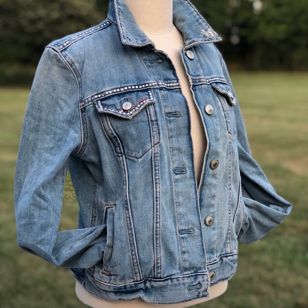 Distressed Gap Denim & Rhinestone Jacket - Picture 6 of 15